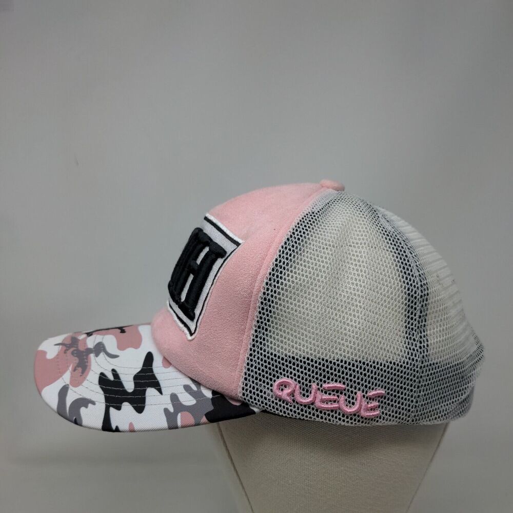 Qatar Mh Queue Snapback Mesh Back Trucker Hat Pink One Size Camouflage View 3